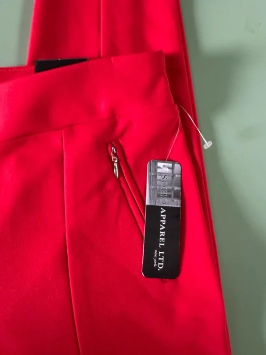 SOHO Apparel Red Slim Ankle Pants Zip Pocket Stretch Career Chic Size M NWT - Picture 11 of 13
